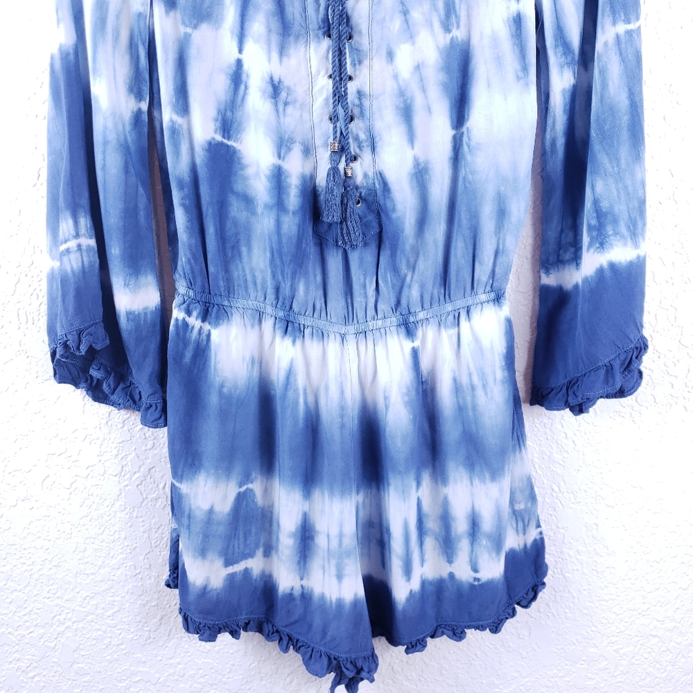 AMERICAN EAGLE Tie-Dye Ruffle Tassel Romper Sz S - Picture 3 of 10